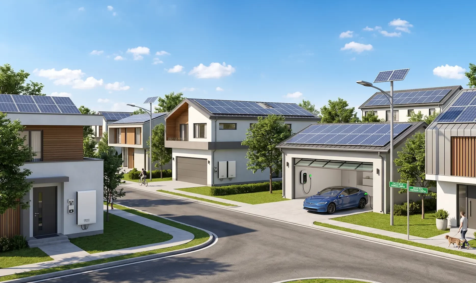 urbanizaciones sostenibles con placas y baterias solares